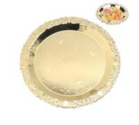 Tissting Plateau à Fruits Rond 19.5cm/7.7in Acier Inoxydable Doré - Plateau Décoratif pour Aliments Bijoux et Accessoires Idéal pour Cuisine Salon et Chambre