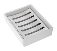 Tissting Porte Savon en Acier Inoxydable, Boîte à Savon avec Plateau Céramique et Grille Métal, Double Drain, Portable pour Cuisine et Salle de Bain