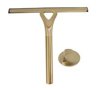 Tissting Raclette de Douche en Acier Inoxydable Doré Crochet de Suspension, 22.5 x 22cm Raclette D'essuie-Glace, Outil de Nettoyage pour Nettoyer Les Carreaux de Céramique, Porte de Douche