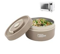 Tissting Récipient à Déjeuner Chaud pour Aliments, 420ml Boîte à Déjeuner Bento, Récipient à Déjeuner Portable à Double Couche en Acier Inoxydable 304 (Micro-ondes Disponible - Marron)