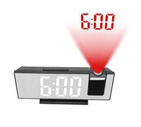 Tissting Réveil Numérique à Projection pour Chambre à Coucher, Radio-Réveil Numérique pour Plafond avec Ports De Charge USB, Réveil à Grand écran LED De 7,3 Pouces, Réveil à Miroir(#1)
