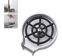 Tissting Rinceur de Verre d'Évier de Cuisine, Lave-Tasse Automatique Éviers Robinet Rinceur de Verre Bar Rinceur de Verre Nettoyant de Bouteille de Cuisine pour Robinet de Bar à la Maison(Argent)