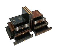 Tissting Serre Livres de Style Rétro, Faux-Livres Décoratifs avec 6 Tiroirs Cachés, 16 cm Organisateur de Bureau Créatif, étagères pour la Décoration du Bureau et de la Maison