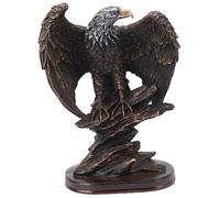 Tissting Statue d'aigle 15 x 10 x 24.5cm en Résine, Pygargue à Tête Blanche Ailes Déployées Sculpture Décorative de Bureau Vintage pour Salon, Chambre à Coucher