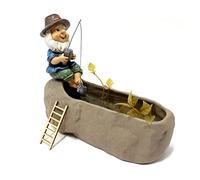 Tissting Statue de Jardin Homme Pêcheur 4,5 X 7 X 10 cm Résine Détachable, Nains de Pêche, Ornement, Jardinière de Fleurs, Sculptures de Pelouse, Décoration pour Jardin, Cour, Patio