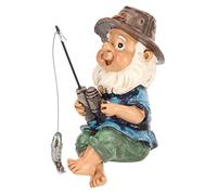 Tissting Statue de Nain Pêcheur Décoratif pour Jardin Extérieur, Résine Résistante aux UV Décoration de Patio Étang ou Piscine avec Détails Réalistes pour Espaces Extérieurs