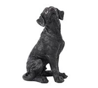 Tissting Statuette Chien Résine Adorable Décor Intérieur Extérieur - Figurine Chiot Décorative pour Maison Jardin Résistant À l'eau 13.05oz/370g 12cm/4.7in (Noire)