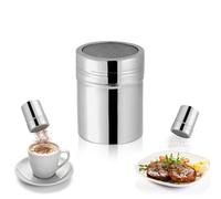 Tissting Sucrier Distributeur de Poudre 150ml Acier Inoxydable 6Oz 5.5X8.2 cm-Récipient Plumeau pour Sucre Glacé au Chocolat Cacao Farine Sel Poivre Cuisine Salle à Manger Facile à Nettoyer Polyvalent