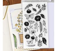 Tissting Tampons Scrapbooking Transparent, Tampon Clear Fleur Tampon Papillon Feuille Plume Bricolage Transparents Stamp Tampons pour Cartes Fabrication Album Photo Journal