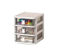 Tissting Tiroir Organisateur de Bureau, 3 Capas Blanco Boîte de Rangement | Rangement Papeterie de Bureau en Plastique Transparent, Poignée de Lapin, Petit Organisateur de Tiroir pour Livre