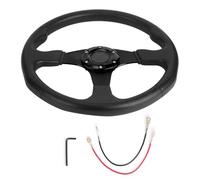 Tissting Volant de Course Sport, Design Profond 350mm/14 Pouces 6 Fixations, PU et Alliage d'Aluminium, Modification Universelle pour Véhicule (Black)