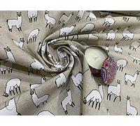 Tissu 100 % coton lin lamas et alpaga sur fond crème - Matériau parfait pour ameublement, confection de couture - 140 cm de large - 1 Fat Quarter - 48 cm x 55 cm