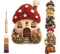 Tissu 3D Poke-Art Kit de poinçon maison de contes de fées DIY Kit de | Avec plaque à motifs, projet de décoration à la main pour adultes, contient des instructions illustrées simples