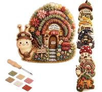 Tissu 3D Poke-Art Kit de poinçonnage, maison de fées DIY sans couture, C | Avec plaque à motifs, projet de décoration à la main pour adultes, contient des instructions illustrées simples