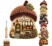 Tissu 3D Poke-Art Kit de poinçonnage, maison de fées DIY sans couture, D | Avec plaque à motifs, projet de décoration à la main pour adultes, contient des instructions illustrées simples