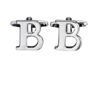 Tissu, à la mode, boutons de manchette lettre en acier blanc, boutons de manchette haut de gamme pour hommes pour chemise française-8