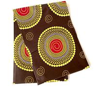 Tissu africain super cire, coton imprimé tissu Ankara couleurs vives 5,5 m pour travaux manuels, Coton, Spirales jaunes., 185x97cm