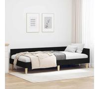 Tissu Angle Multifonctionnel lit canapé Moderne en L Noir 100 x 200 cm | Cadre de lit d'angle Noir 100 x 200 cm tissu, Lit canapé en L gain de place, sommier robuste en bois pour petit espace,
