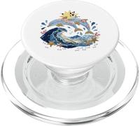 Tissu Art Dauphins Cresting Water PopSockets PopGrip pour MagSafe