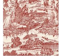 Tissu au mètre - Bachette - Toile de jouy Versailles - Rouge - 100% coton - Largeur 1m40
