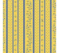 Tissu au mètre coton provençale Figuerolles jaune bleu rayure en 160 cm de large