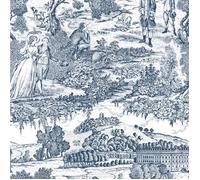 Tissu au mètre Toile de jouy Versailles marine - Bachette 1m40 - Paysages traditionnels Français