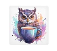 Tissu autocollant magique pour appareil photo, motif hibou, couleur café, 35,1 x 35,1 cm, Multicolore, 21.7x21.7in, Moderne