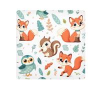 Tissu autocollant magique pour objectif d'appareil photo, anti-rayures, motif lapin, écureuil, renard, hibou, feuille, 35,1 x 35,1 cm, Multicolore, 17.7x17.7in, Moderne