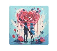 Tissu autocollant magique pour objectif d'appareil photo, motif couple de roses de la Saint-Valentin - 35,1 x 35,1 cm, Multicolore, 17.7x17.7in, Moderne