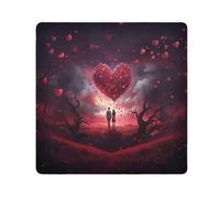 Tissu autocollant magique pour objectif d'appareil photo, motif cœur et arbre de la Saint-Valentin pour couple, 35,1 x 35,1 cm, Multicolore, 17.7x17.7in, Moderne