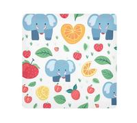 Tissu autocollant magique pour objectif d'appareil photo, motif éléphant, motif fruits et éléphants, 35,1 x 35,1 cm, Multicolore, 13.8x13.8in, Moderne