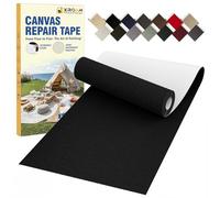 Tissu Autocollant Reparation Noir, 8x160cm Patch Autocollant Textile Imperméable en Toile, Extérieur Patch Réparation Tissu pour Canapés, Siège Auto, Tentes, Bâche, Auvents, Parasol