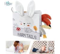 Tissu Bébé Eveil, 3D lapin Jouet Educatif Enfant Idée Cadeau Dès la Naissance, Doux Froissé avec des Animaux