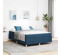 Tissu Bois Design Minimaliste Chambre Moderne Robuste 160x200 cm Bleu | Cadre de lit avec matelas Bleu 160 x 200 cm tissu moderne rangement intégré sommier bois solide
