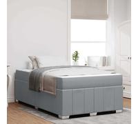 Tissu bois mélangé design minimaliste noir blanc Gris 120 x 190 cm | Lit Complet avec Matelas 120x190 Gris Clair Tissu Cadre à Lattes Renforcé Moderne Design Durable pour Chambre Adulte