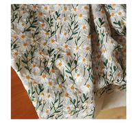 Tissu Brodé Coton 50x135cm rétro Art marguerite broderie tissu coton lin 3D marguerite Jacquard tissu for bricolage robe nappe sac coussin matériel pour Bordure de Pelouse Brodée Anglaise(50x135cm)