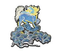 Tissu Brodé Vintage Kirin Appiuqe, Guerrier Chinois, Général Principal, Seigneur De Guerre, Empereur, Dragon, Patch Hanfu, Pour Bricolage, Couture