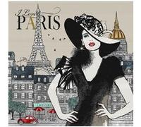 Tissu carré jacquard 48 cm x 48 cm j'aime Paris(...) - Ecru Ecru G