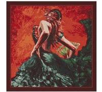 Tissu carré jacquard 48 x 48 cm danseuse(...) - Rouge Rouge G