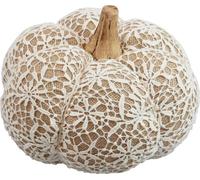 Tissu Citrouille Déco Jute Dentelle Blanc/Beige Vintage Décoration de table Automne Ø18cm