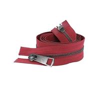 Tissu coloré 30-80cm 5#, Double curseur à extrémité ouverte, fermeture éclair en métal noir, accessoires de couture de vêtements à faire soi-même, Vin rouge, 60cm