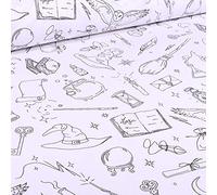 Tissu Coton à colorier Arty Sorcier sur Fond Blanc - par 50 cm