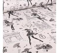 Tissu Coton enduit Moi Paris argenté Gris - Par 50 cm