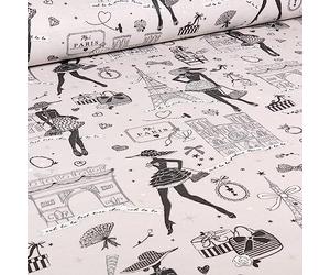 Tissu Coton enduit Moi Paris argenté Gris - Par 50 cm