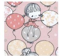 Tissu coton enfant ballon et petite fille vendu par 50 cm(...) - Rose Rose G