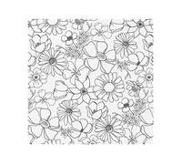 Tissu coton fleurs à colorier vendu au mètre(...) - lycoblanc/noir