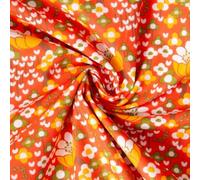 Tissu Coton imprimé Arty Clodettes fleuris sur fond Orange - Par 50 cm