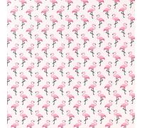 Tissu Coton Imprimé Arty Flamingo Rose sur fond Ecru - Par 50 cm