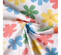Tissu Coton imprimé Suzon fleurs Multicolores sur fond Ecru - Par 50 cm