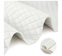 Tissu Cuir Tissu en Simili Cuir Souple Au Mètre 100 * 160cm, Tissu en Cuir Synthétique Matelassé pour Meubles Tissu PU pour Canapé De Siège De Voiture Meubles(White,1.6X5m)